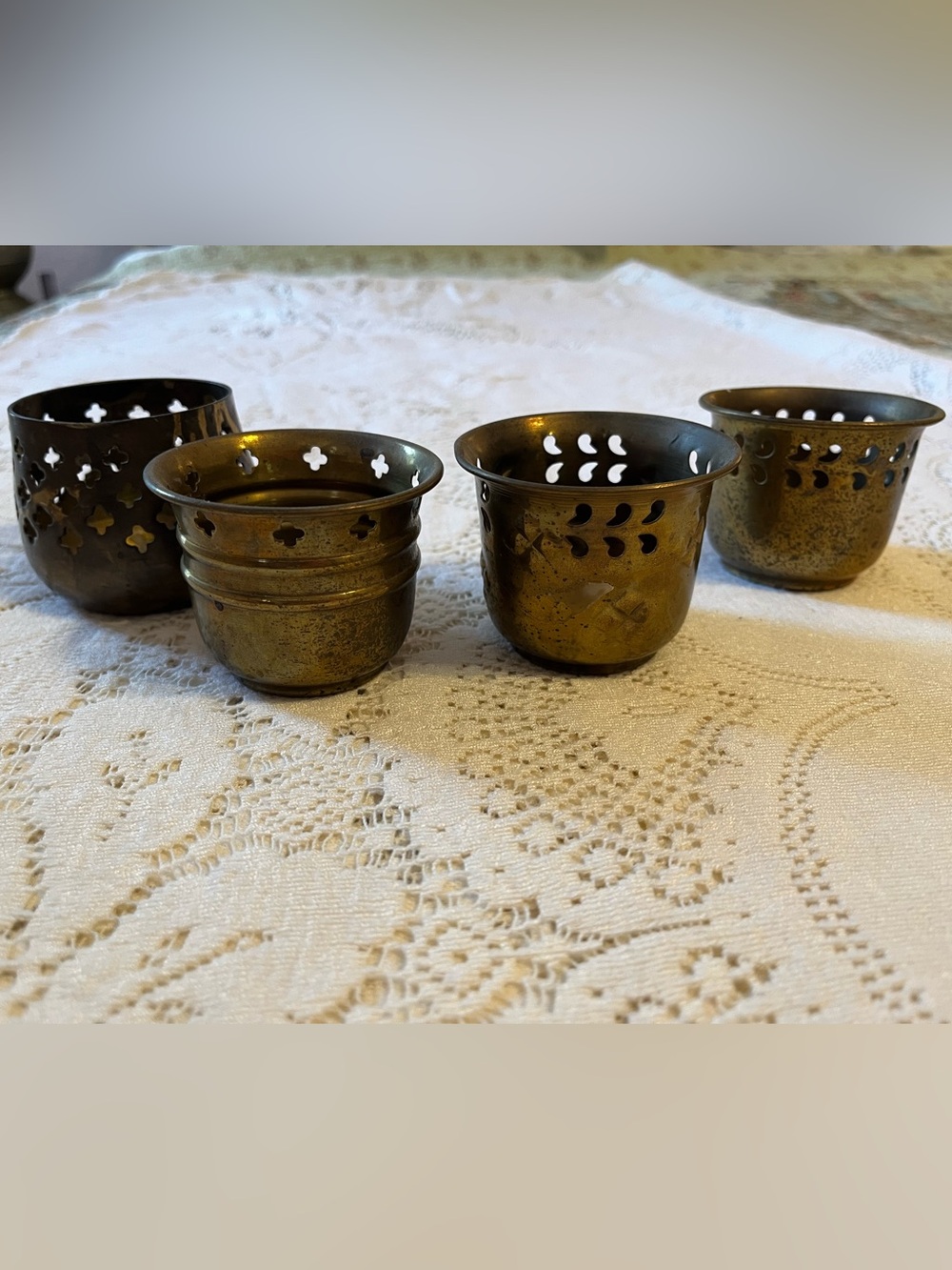 Antique Brass Votive Candle Holders - Set of 4